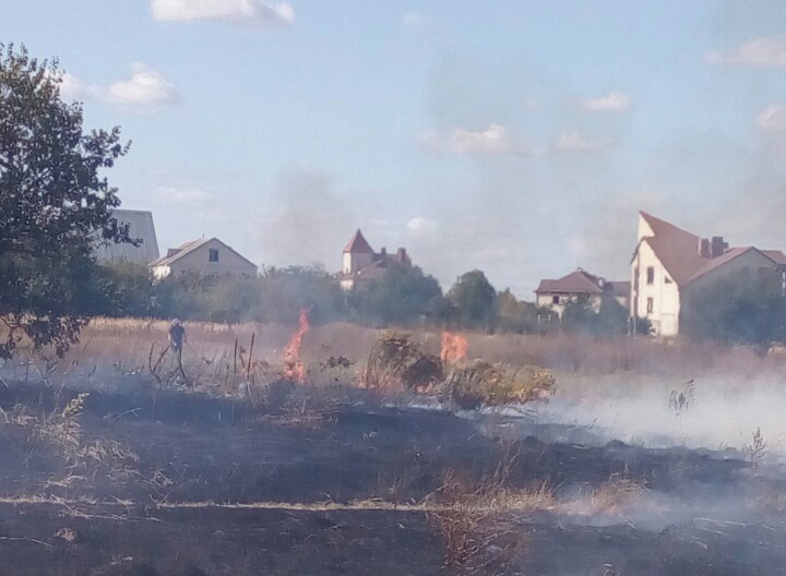 Горить трава в смт Калита на вул. Турчиновськог