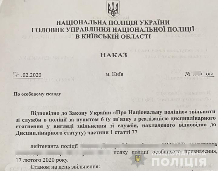 Наказ про звільнення Чижик