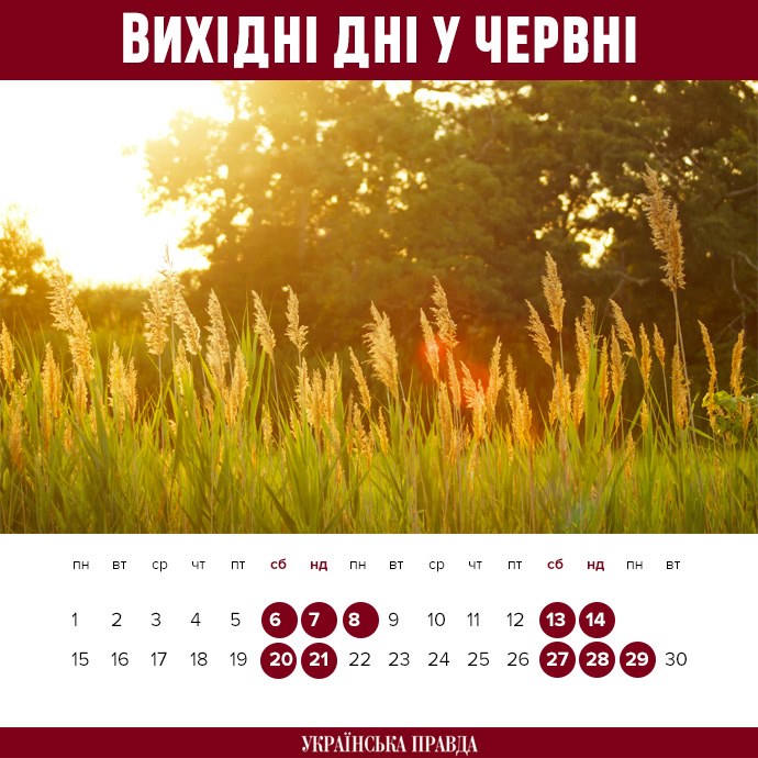 Календар червня 2020